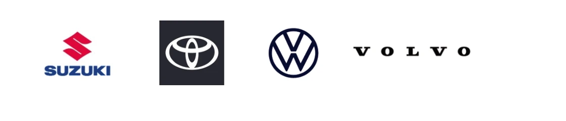 Suzuki, Toyota, Volkswagen y Volvo